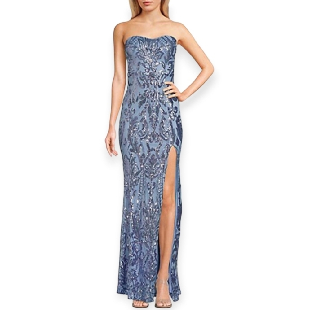 Lulu's Blue Strapless Maxi Dress